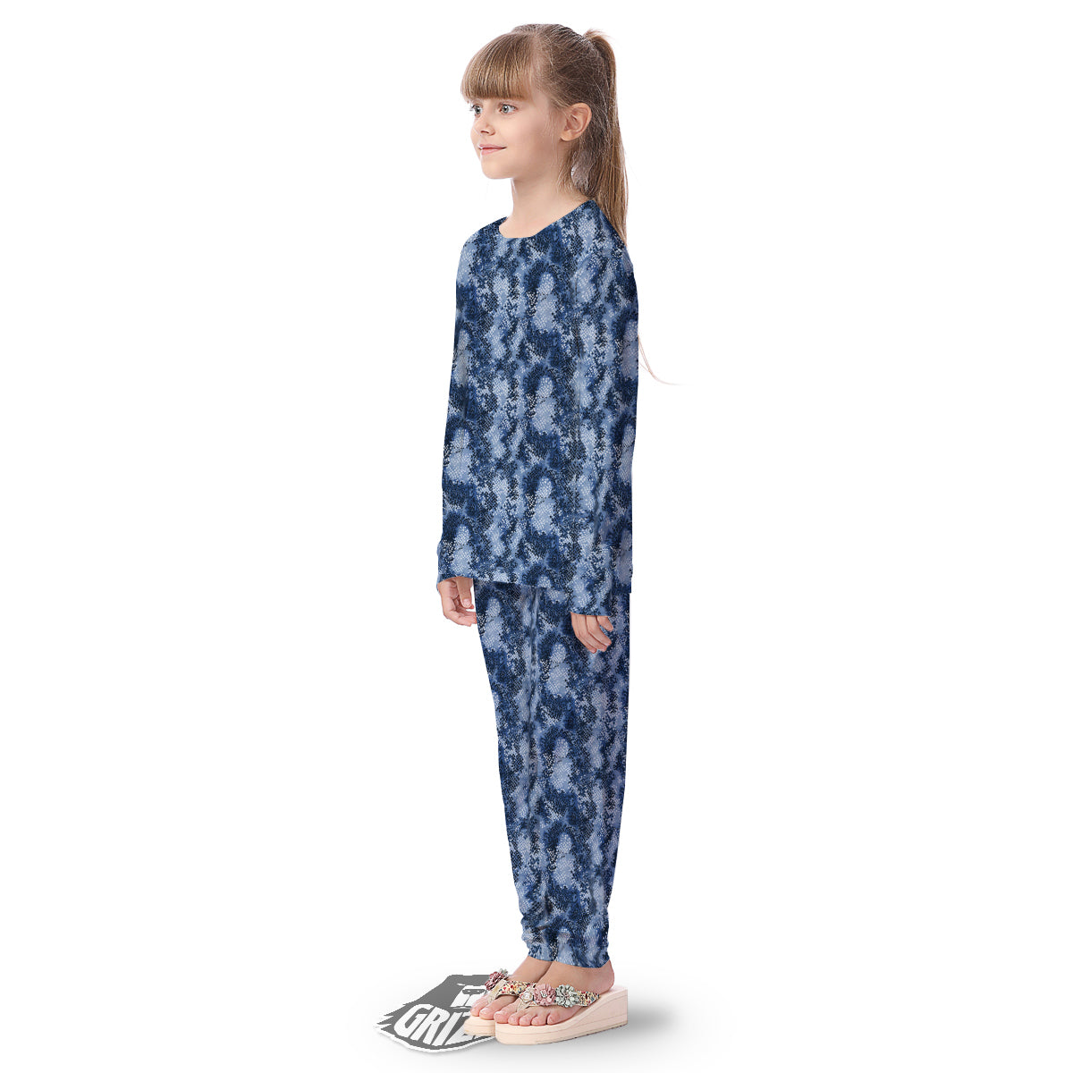 Snakeskin Watercolor Print Pattern Kid's Pajamas-grizzshop