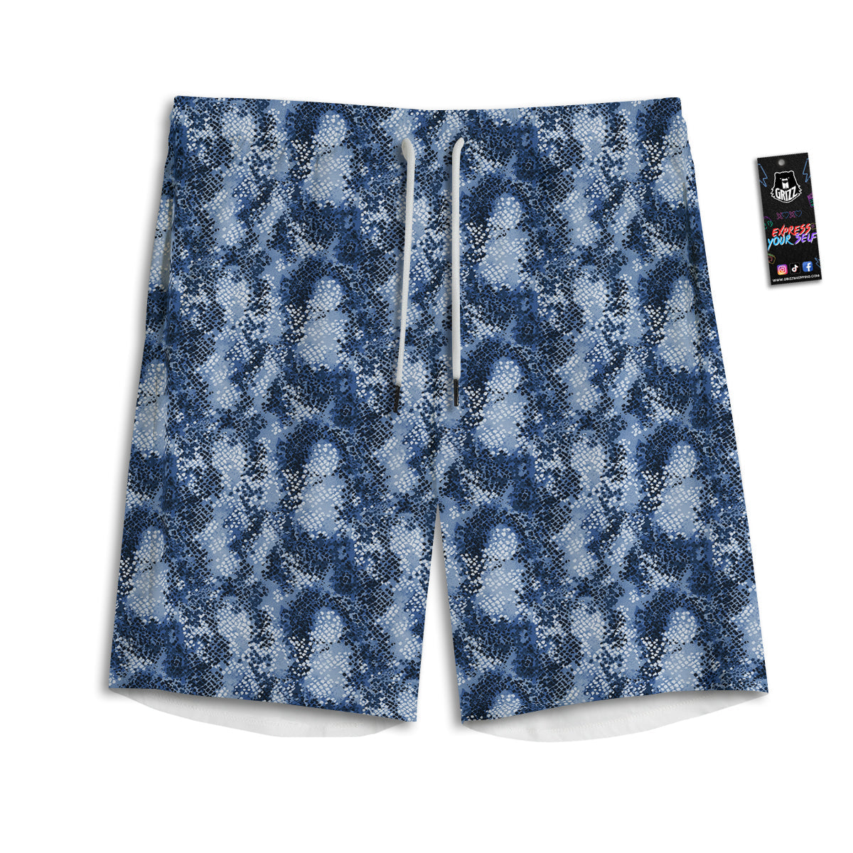 Snakeskin Watercolor Print Pattern Men's Athletic Shorts