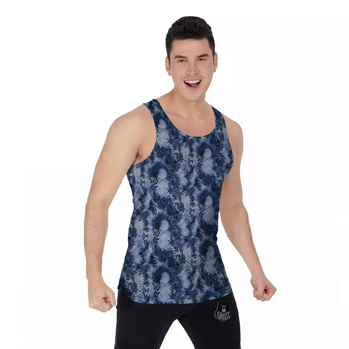 Snakeskin Watercolor Print Pattern Men's Tank Top-grizzshop