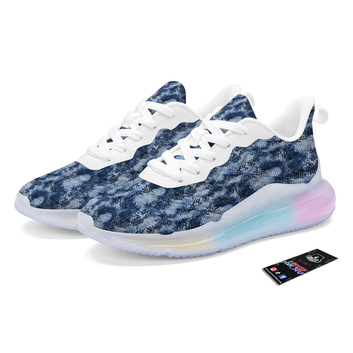 Snakeskin Watercolor Print Pattern Running Sneakers-grizzshop