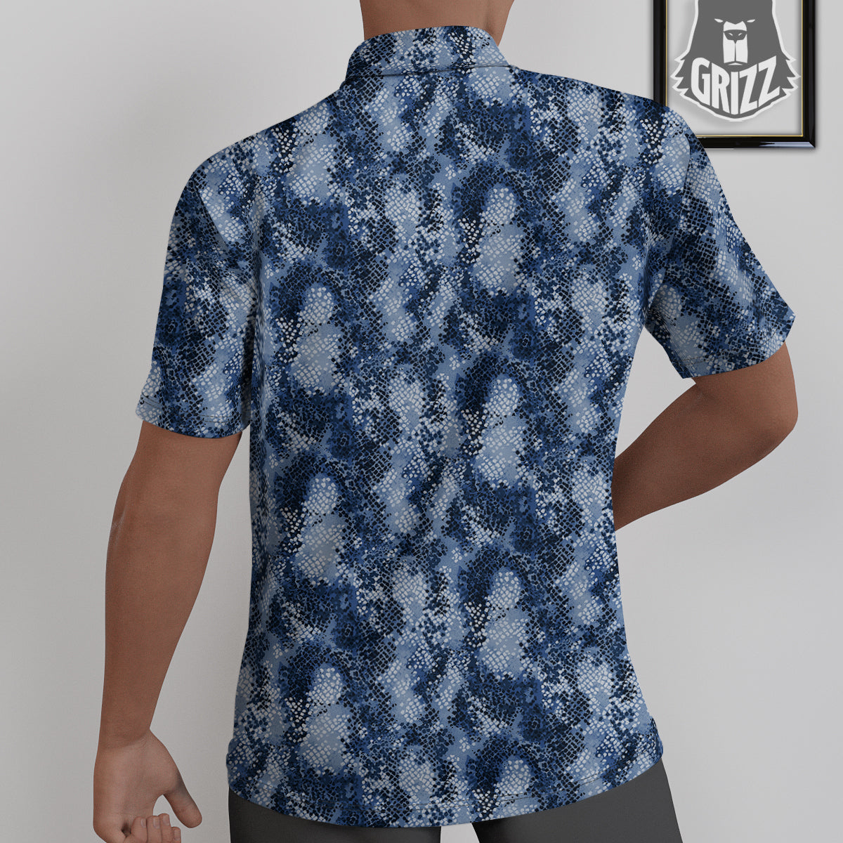 Snakeskin Watercolor Print Pattern Untucked Shirts-grizzshop