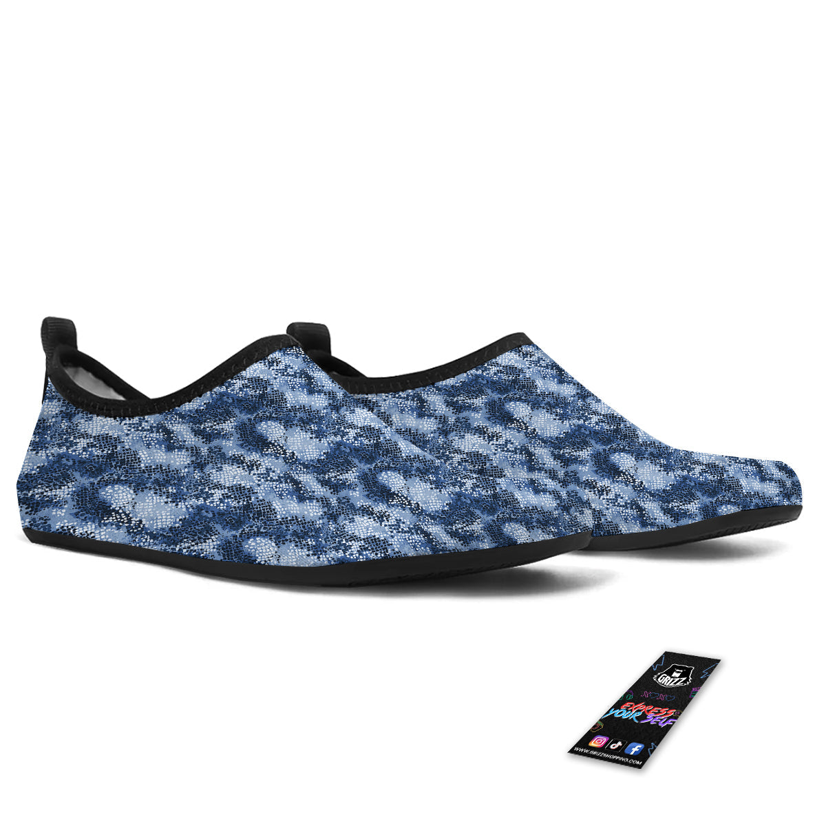 Snakeskin Watercolor Print Pattern Water Shoes-grizzshop