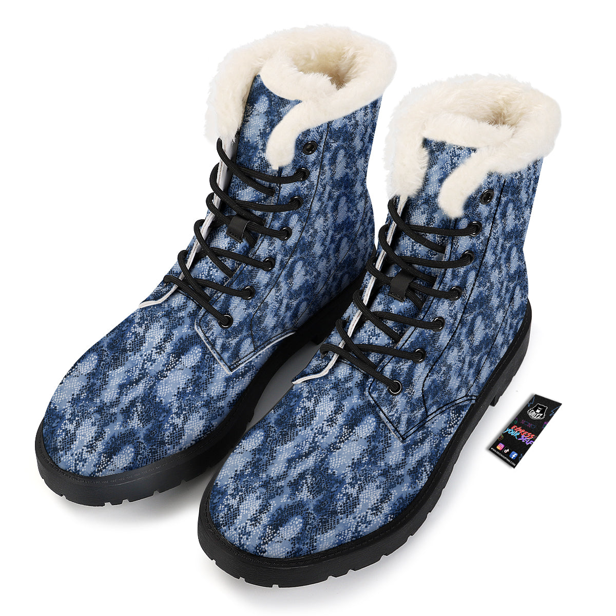 Snakeskin Watercolor Print Pattern Winter Boots-grizzshop