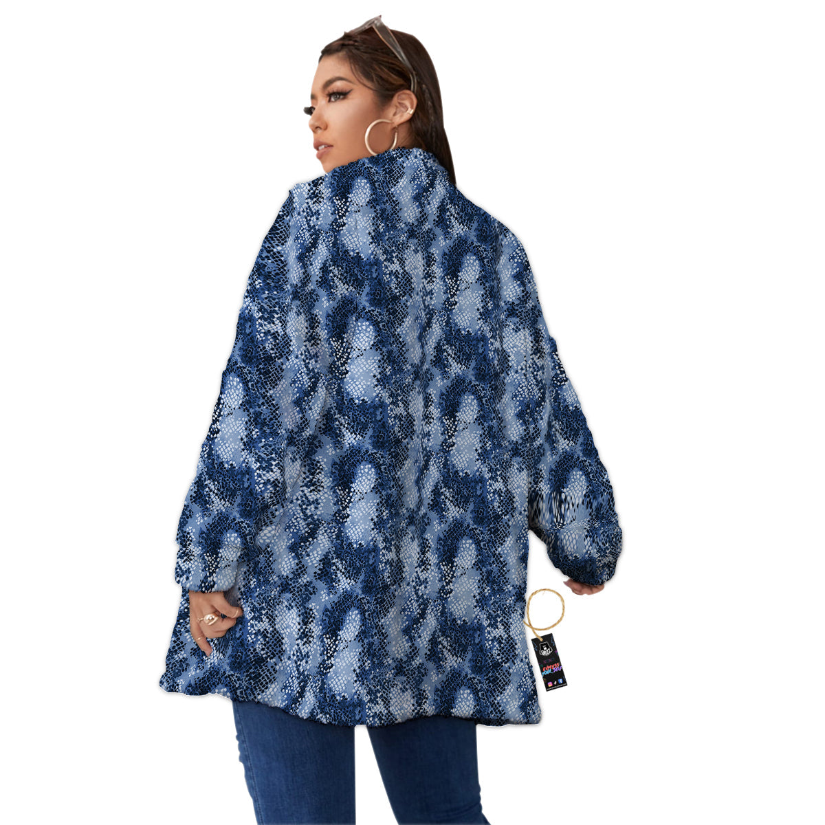 Snakeskin Watercolor Print Pattern Women's Sherpa Jacket-grizzshop