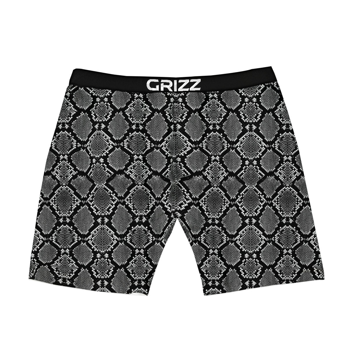 Snakeskin White And Black Print Boxer Briefs-grizzshop
