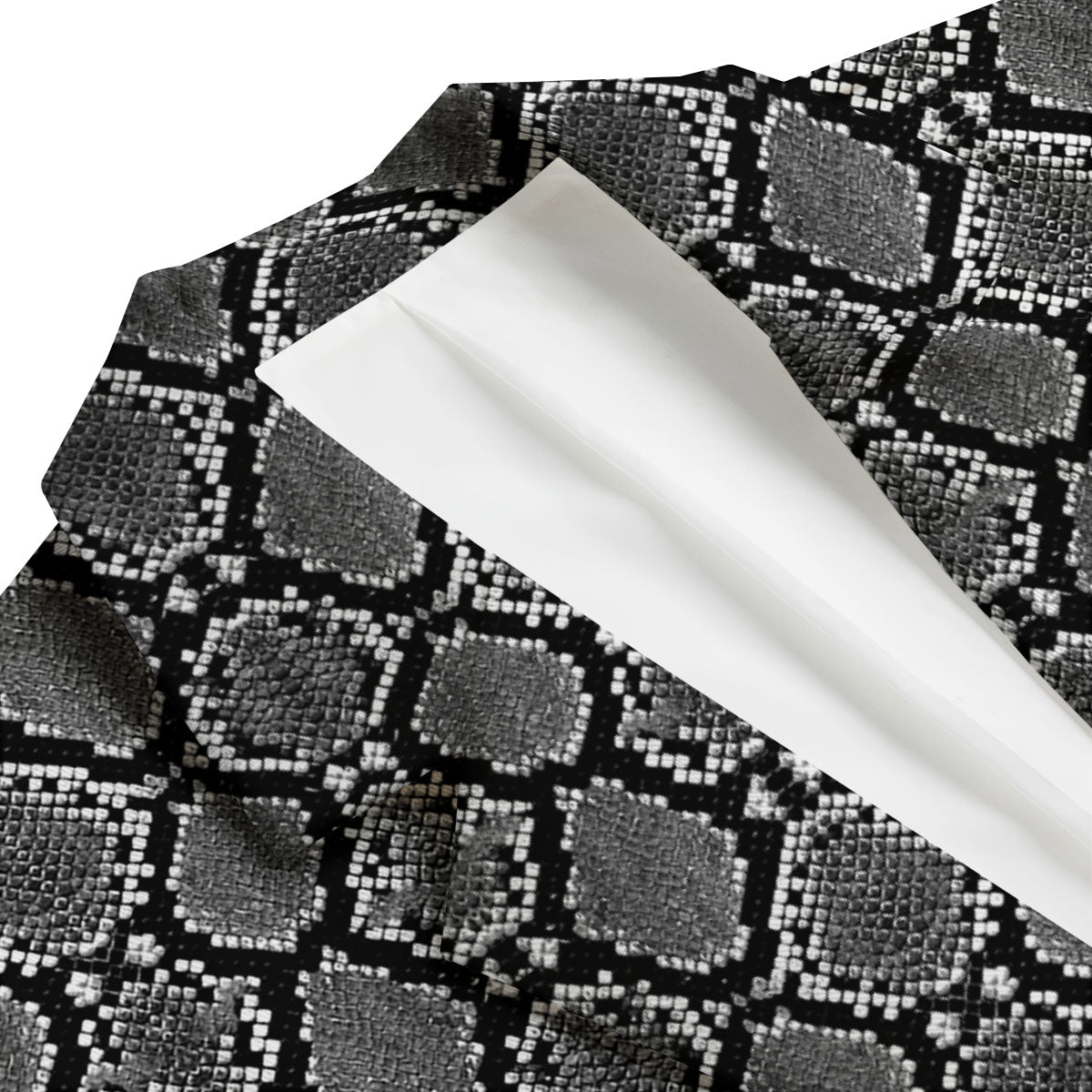 Snakeskin White And Black Print Men's Blazer-grizzshop