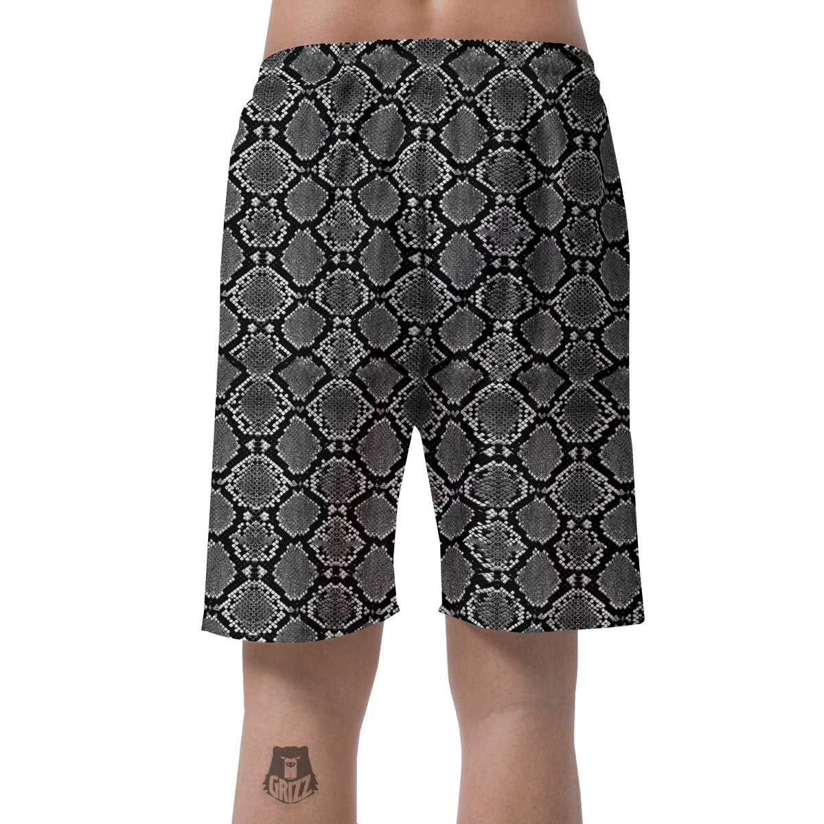 Snakeskin White And Black Print Men's Shorts-grizzshop