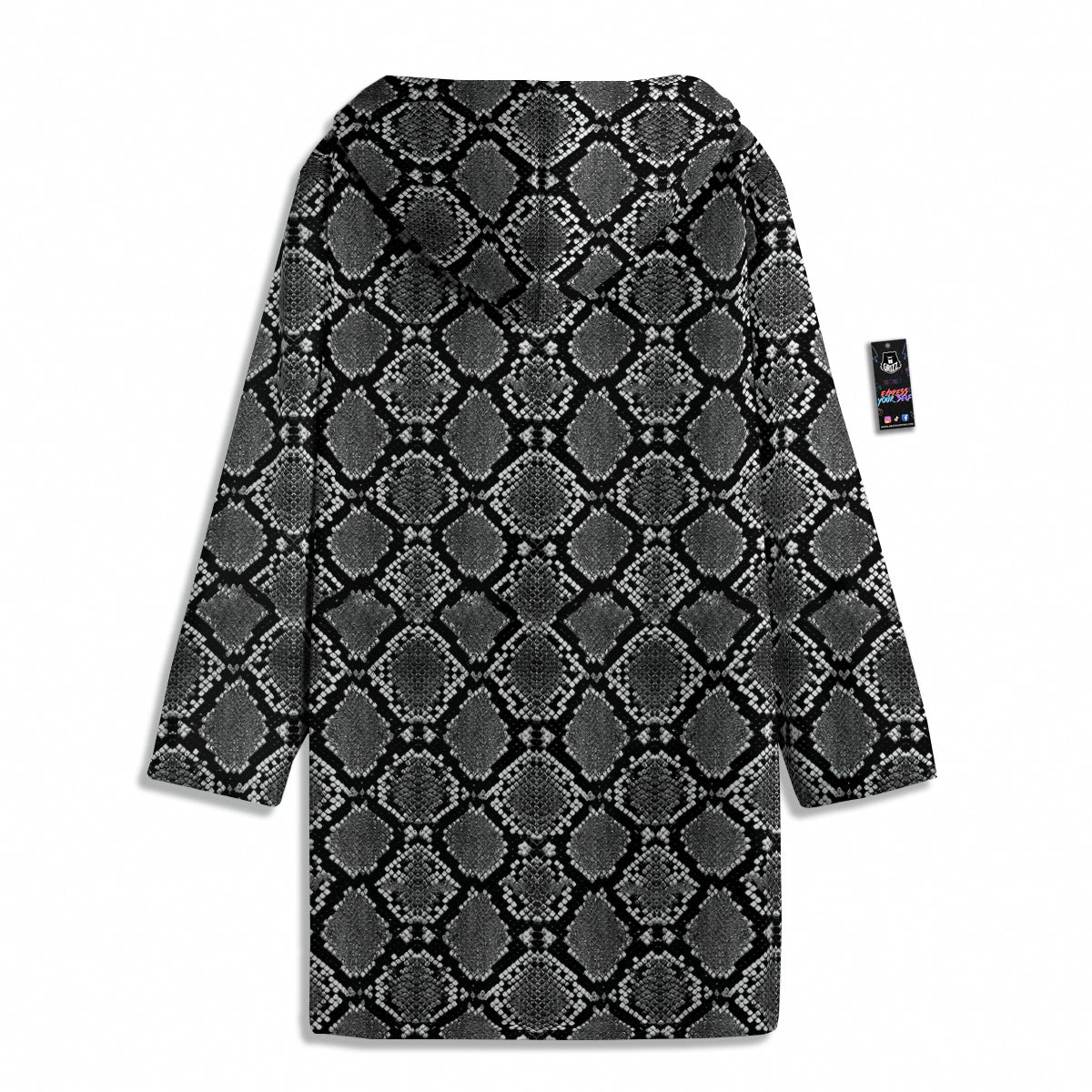 Snakeskin White And Black Print Men's Windbreaker Jacket-grizzshop