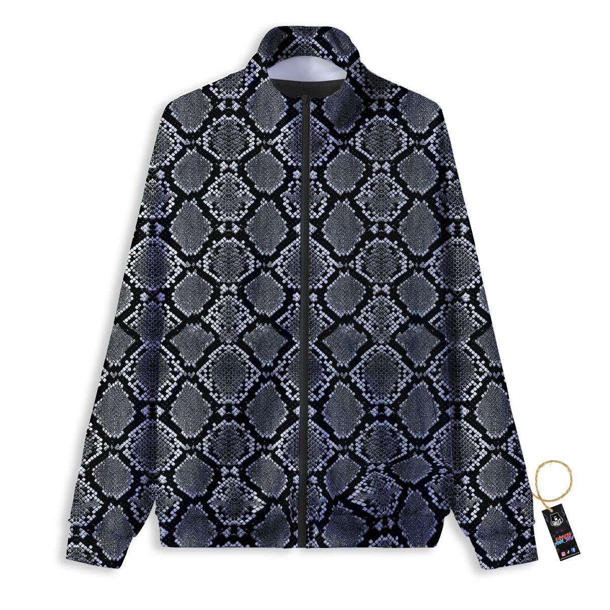 Snakeskin White And Black Print Track Jacket-grizzshop
