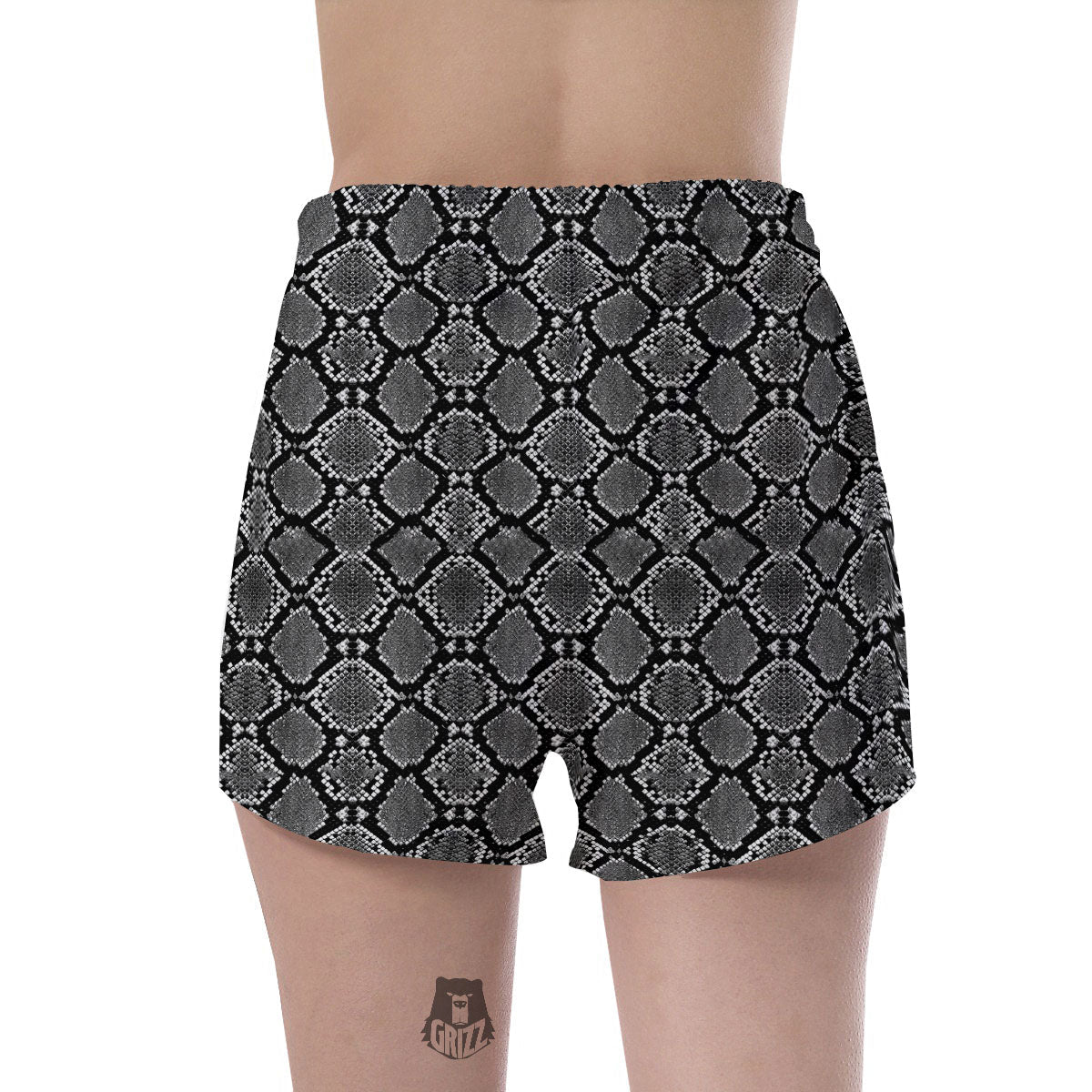 Snakeskin White And Black Print Women's Shorts-grizzshop