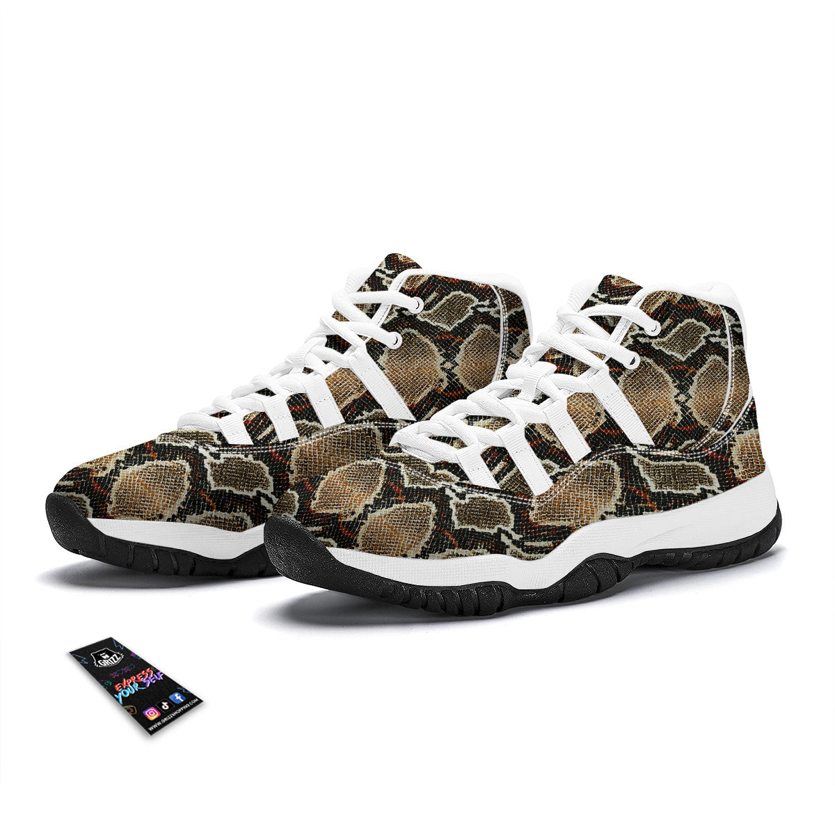 Snakeskin White Bball Shoes-grizzshop