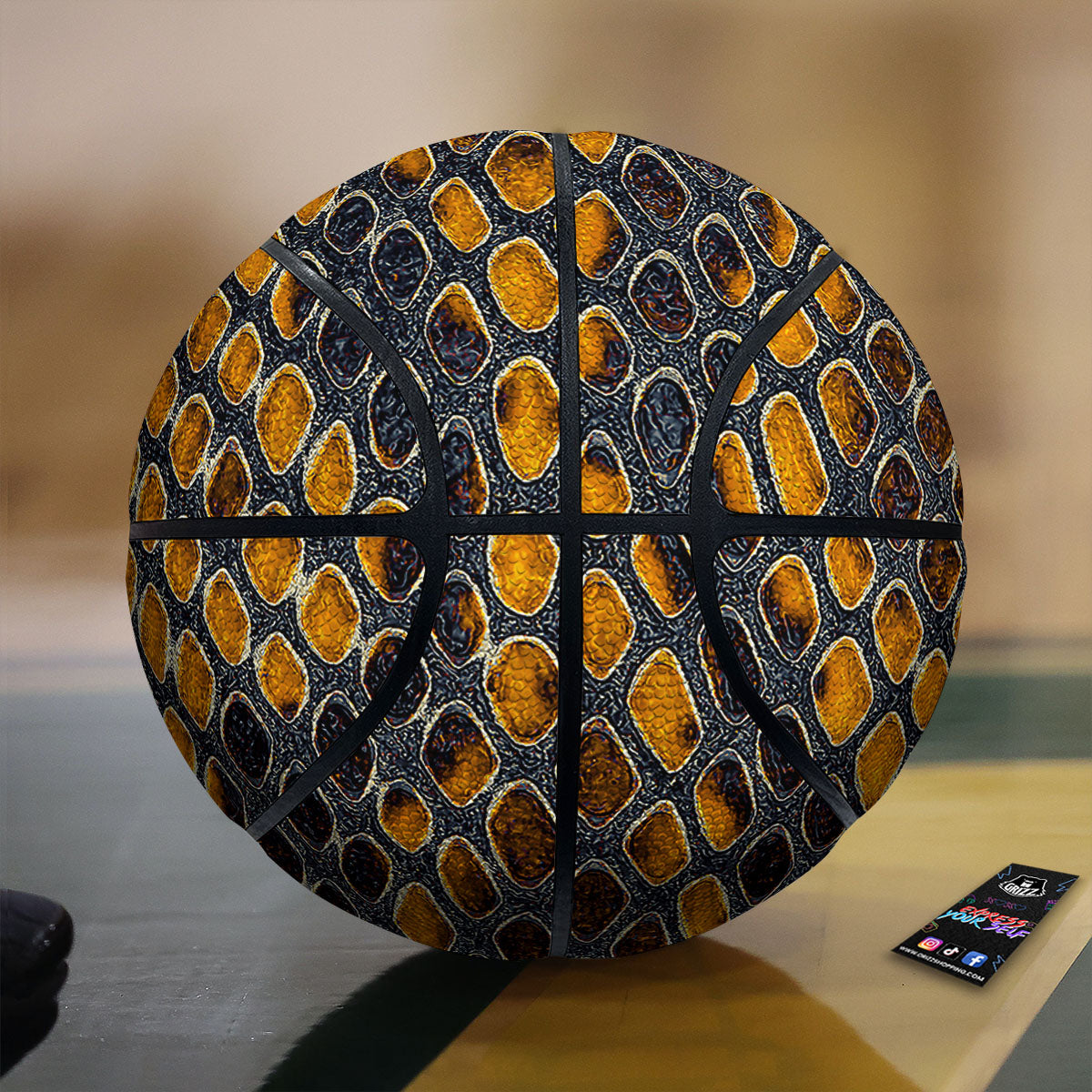 Snakeskin Yellow And Black Print Basketball