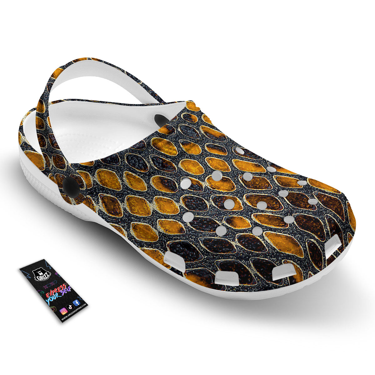 Snakeskin Yellow And Black Print Clog-grizzshop