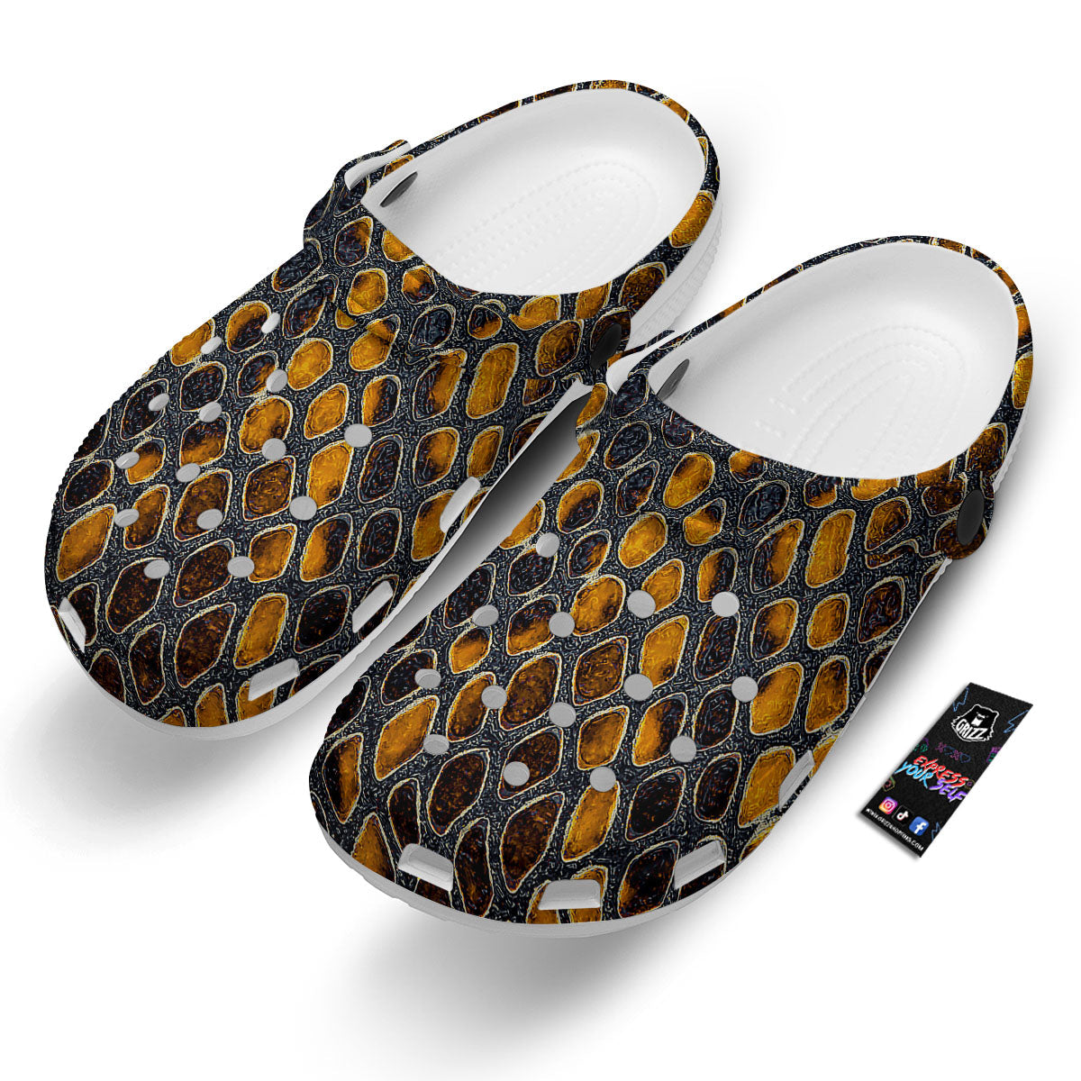Snakeskin Yellow And Black Print Clog-grizzshop
