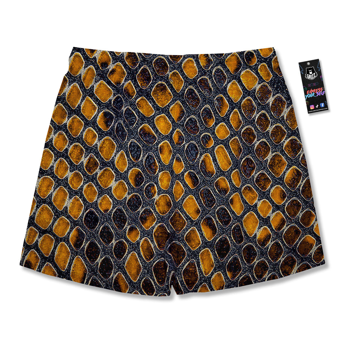 Snakeskin Yellow And Black Print Men's Running Shorts-grizzshop