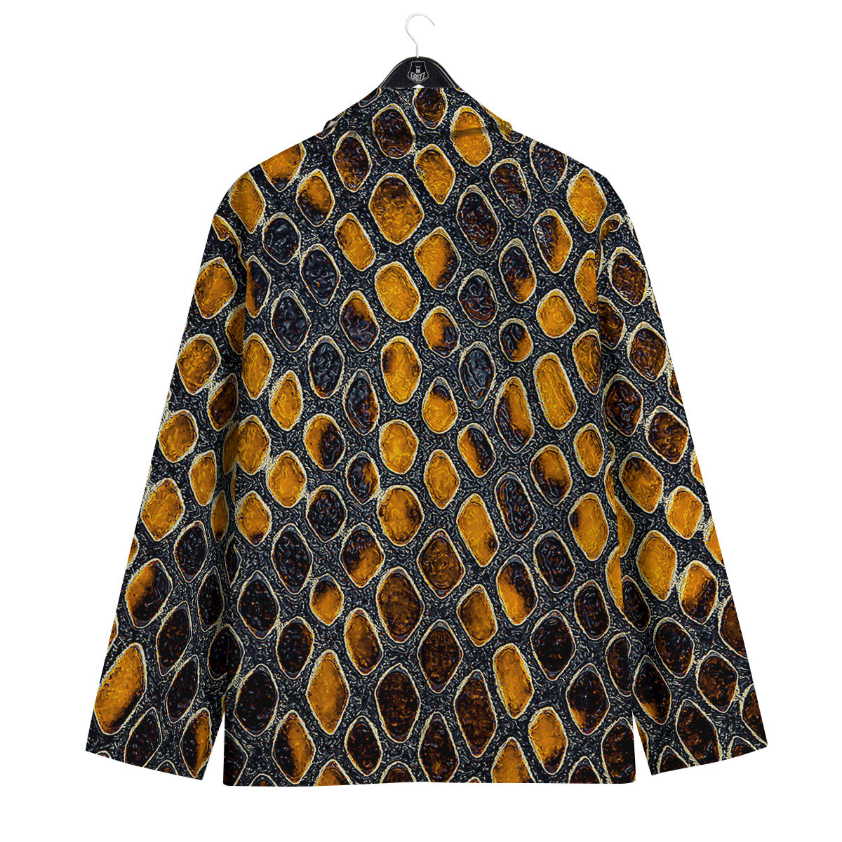 Snakeskin Yellow And Black Print Men's Sport Coat-grizzshop