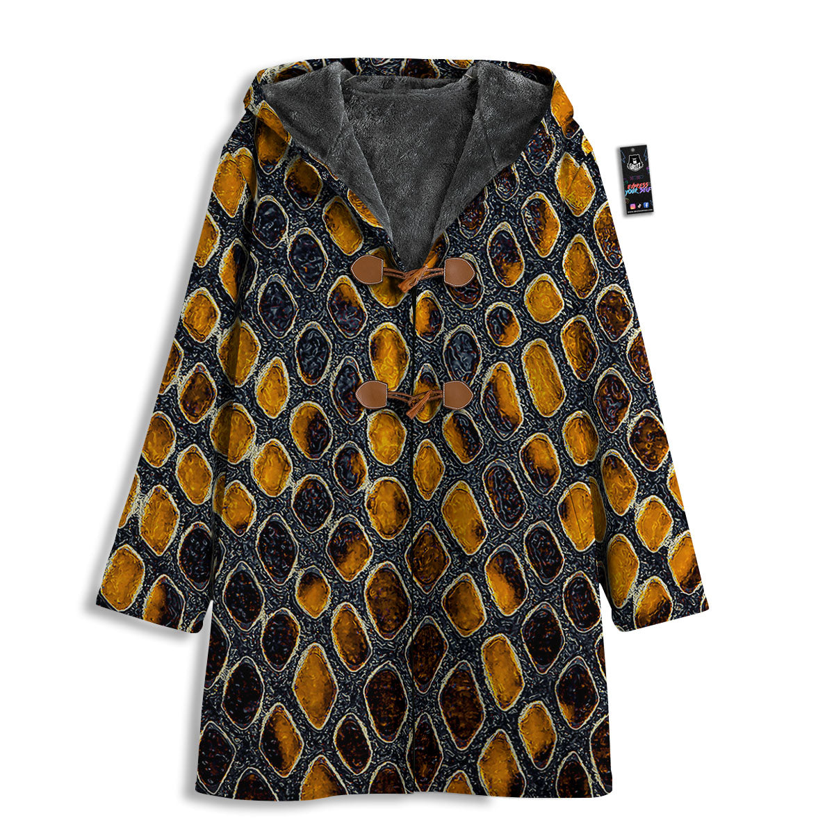 Snakeskin Yellow And Black Print Men's Windbreaker Jacket-grizzshop