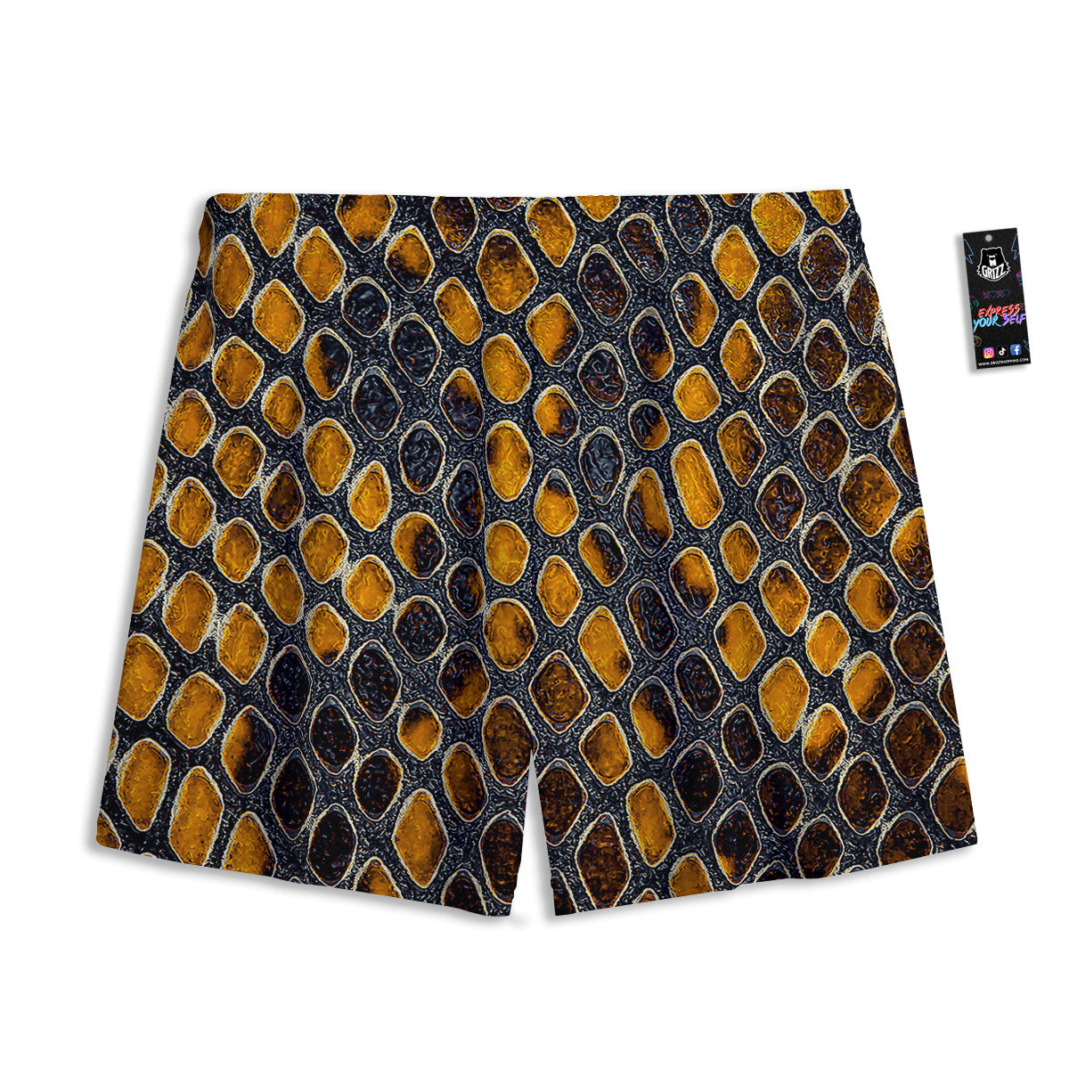 Snakeskin Yellow And Black Print Mesh Shorts
