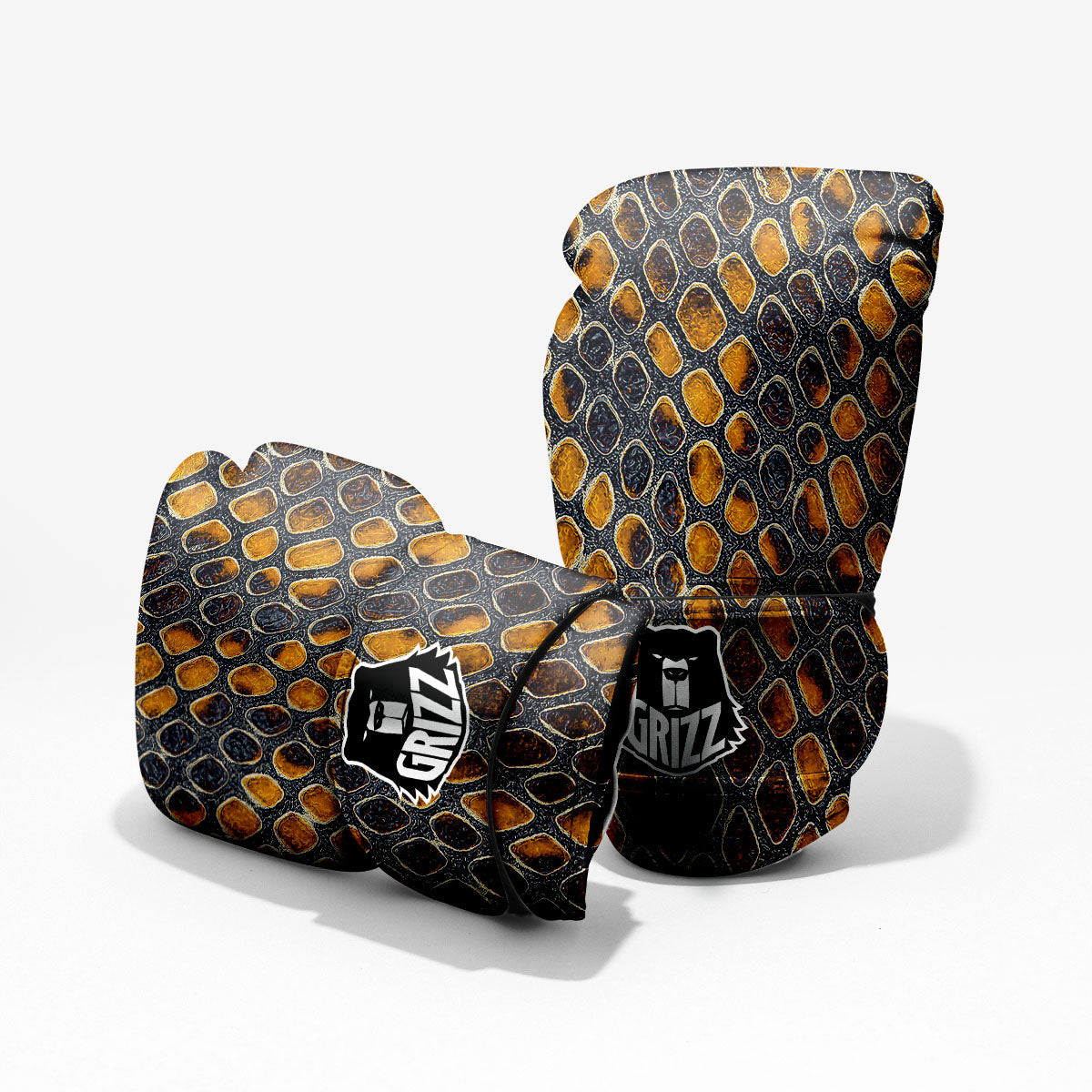 Snakeskin Yellow And Black Print Pro Boxing Glove