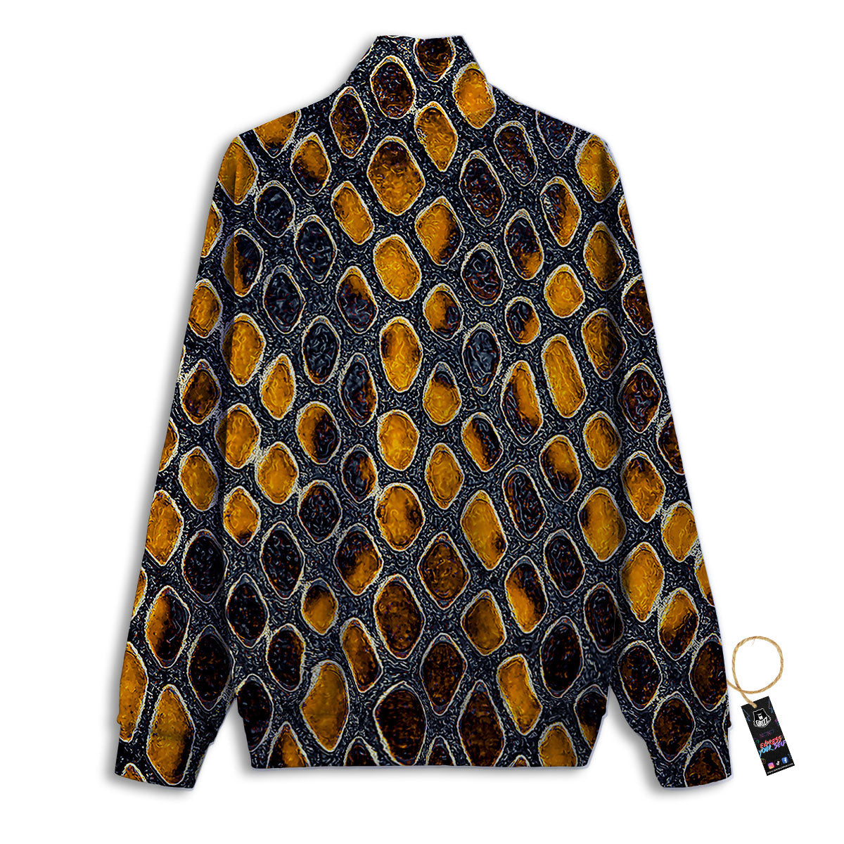 Snakeskin Yellow And Black Print Track Jacket-grizzshop