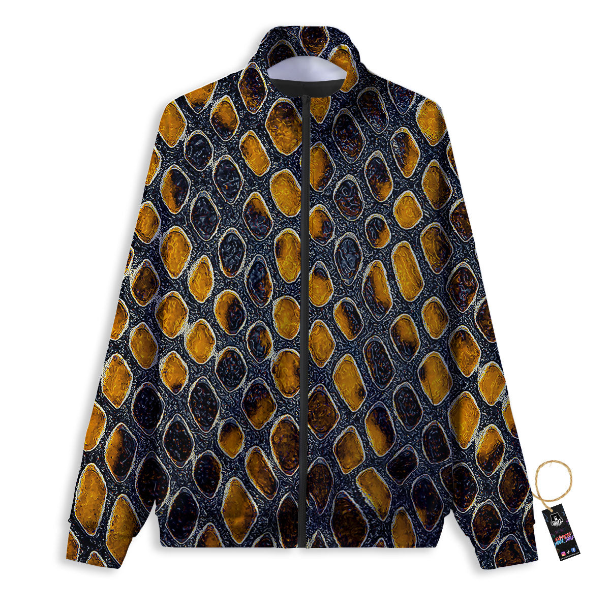 Snakeskin Yellow And Black Print Track Jacket-grizzshop