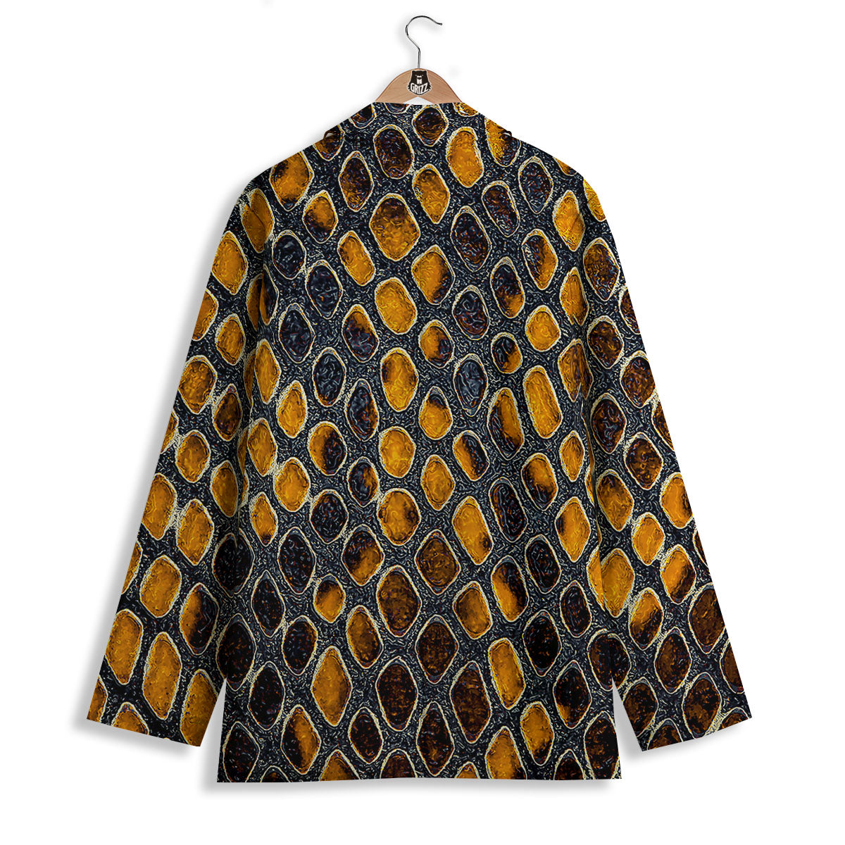 Snakeskin Yellow And Black Print Women's Blazer-grizzshop
