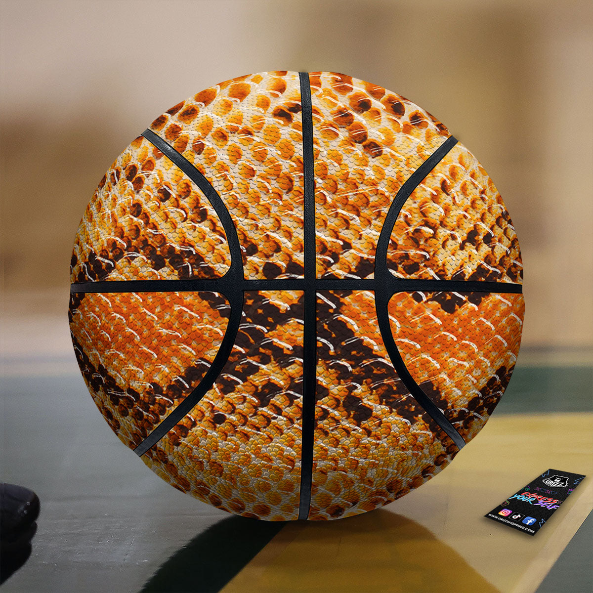 Snakeskin Yellow And Brown Print Basketball