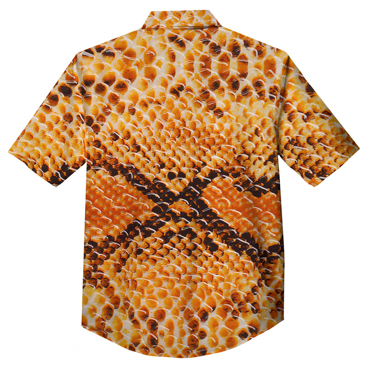 Snakeskin Yellow And Brown Print Button Up Shirt-grizzshop