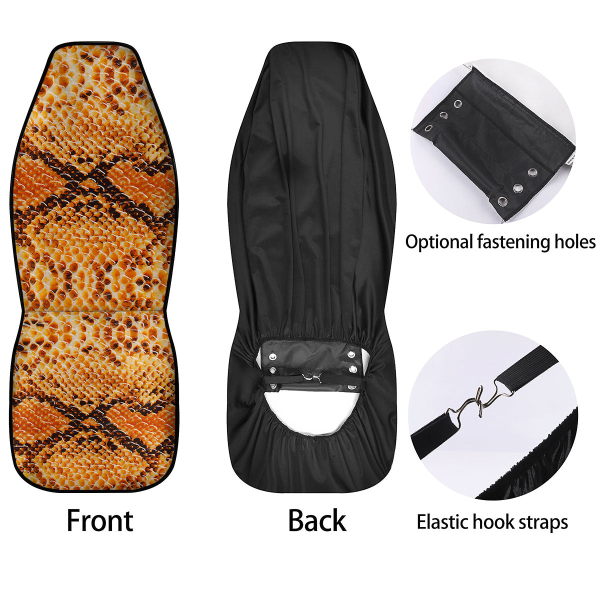 Snakeskin Yellow And Brown Print Car Seat Covers-grizzshop