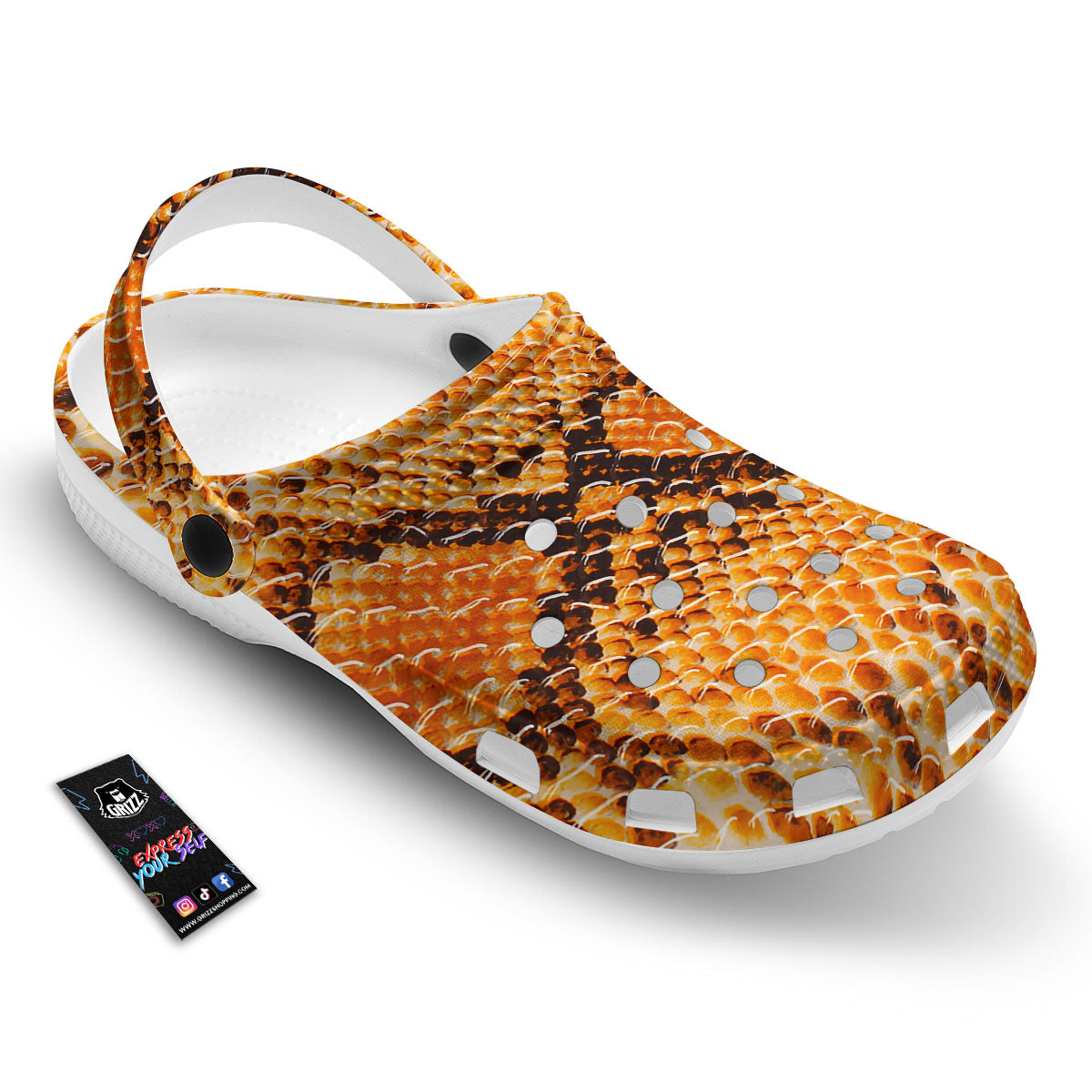 Snakeskin Yellow And Brown Print Clog-grizzshop