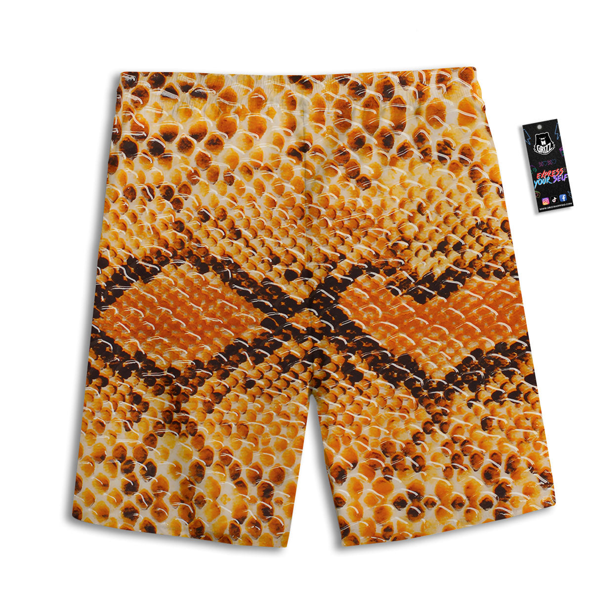 Snakeskin Yellow And Brown Print Men's Athletic Shorts