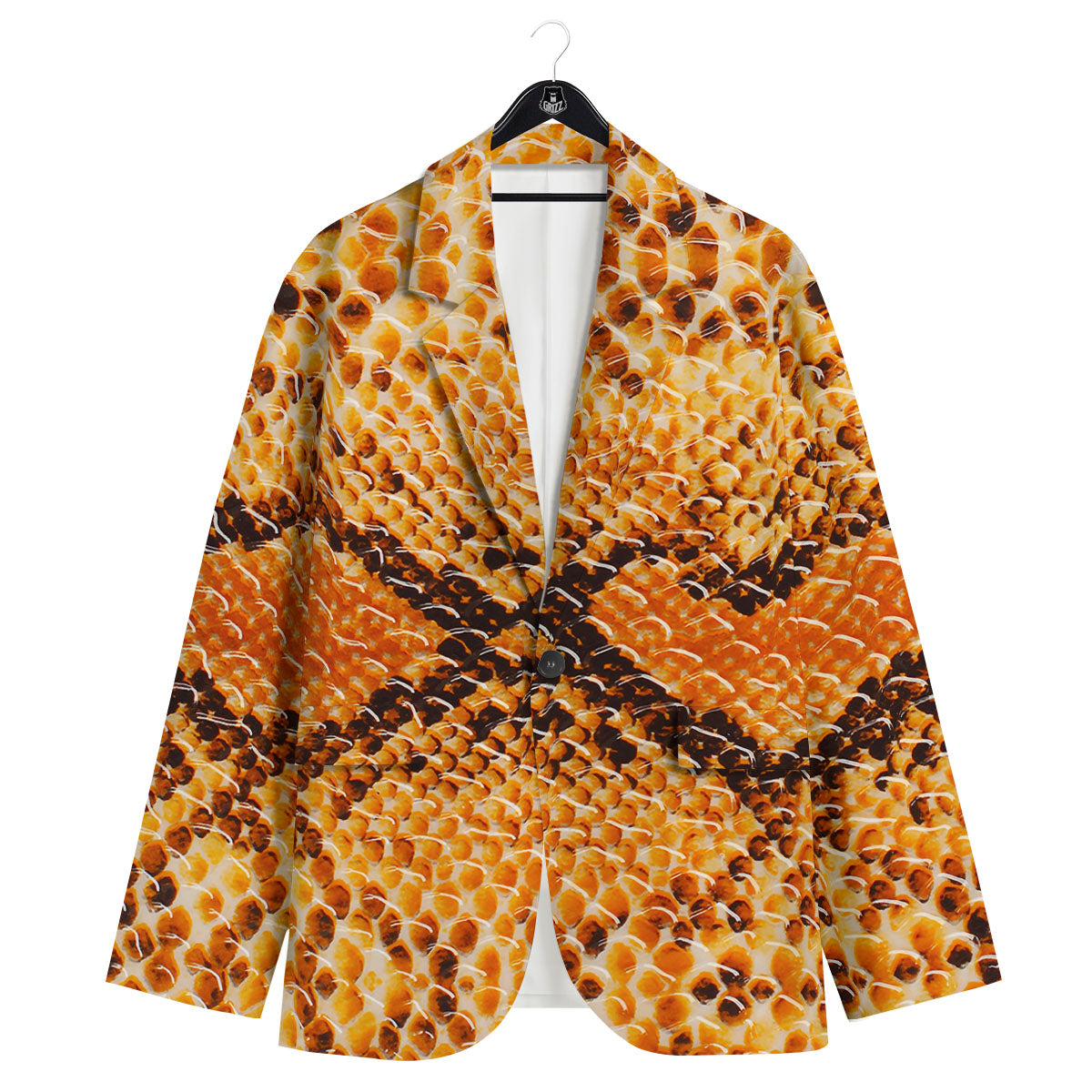 Snakeskin Yellow And Brown Print Men's Sport Coat-grizzshop