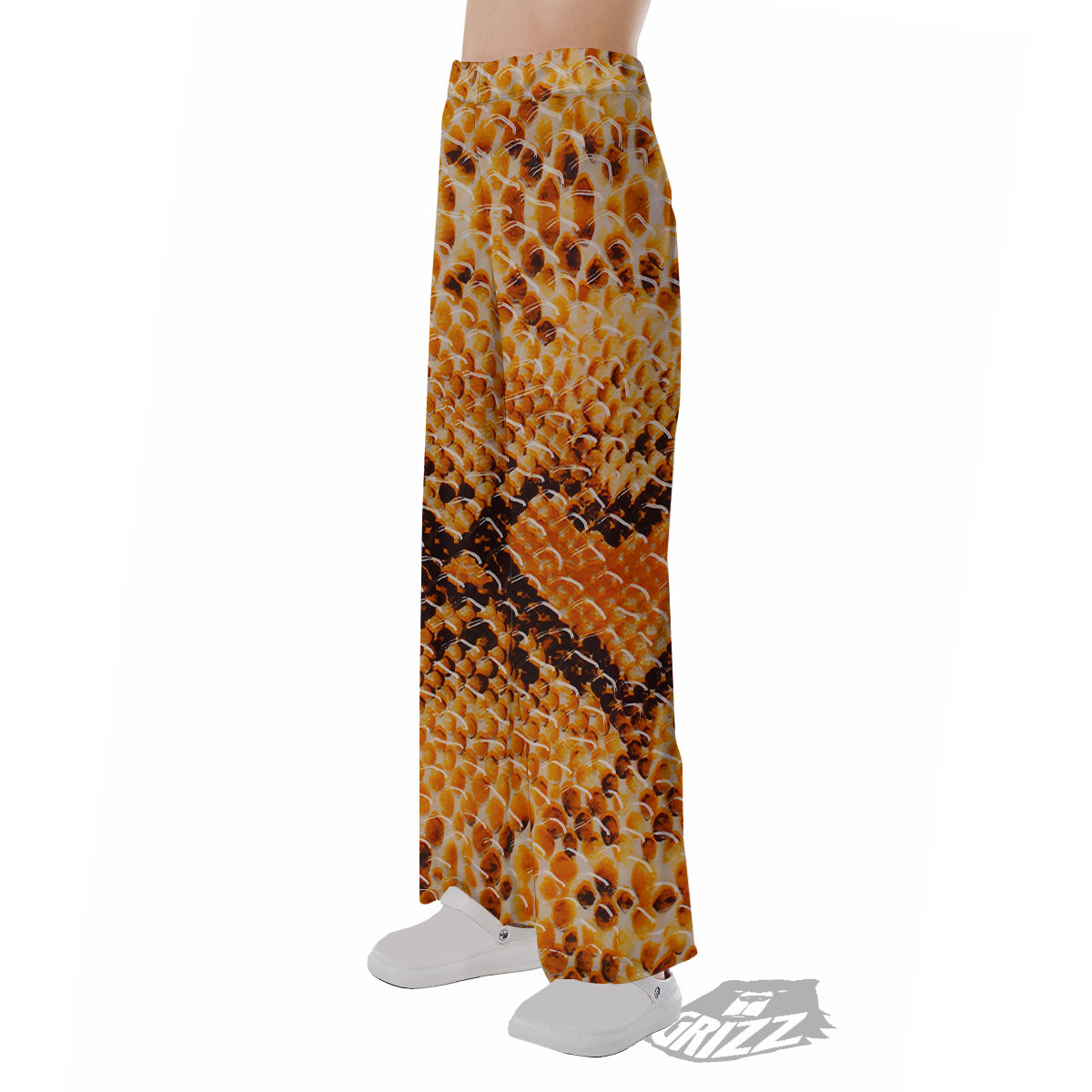 Snakeskin Yellow And Brown Print Pajama Pants-grizzshop