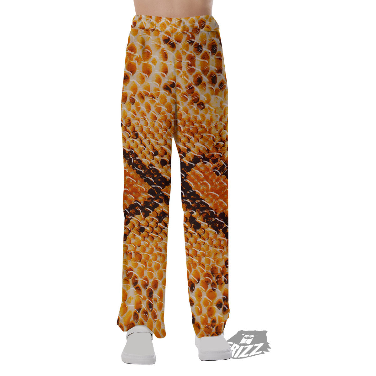 Snakeskin Yellow And Brown Print Pajama Pants-grizzshop