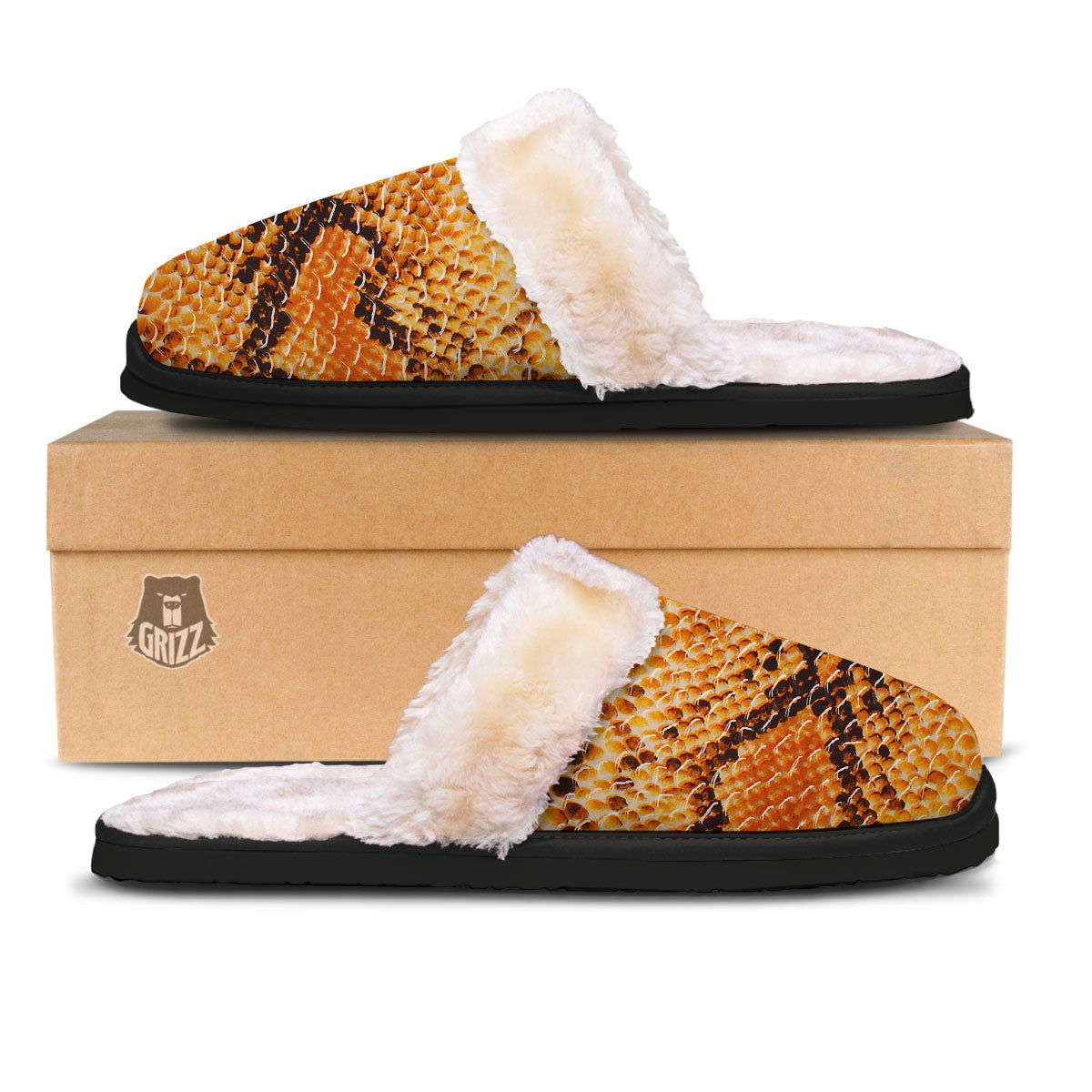 Snakeskin Yellow And Brown Print Slippers-grizzshop