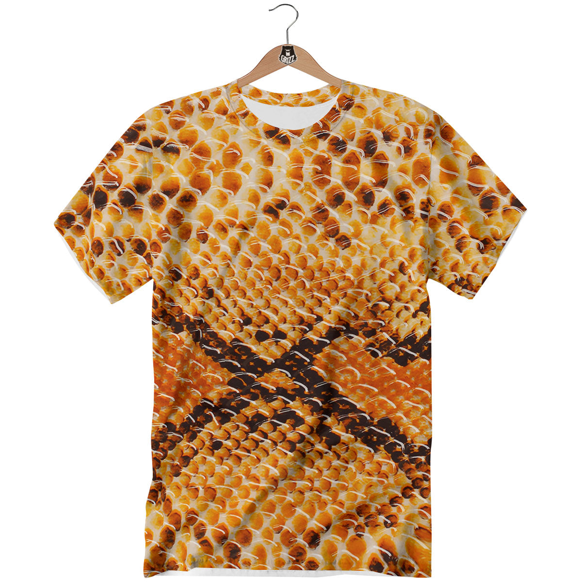 Snakeskin Yellow And Brown Print T-Shirt-grizzshop
