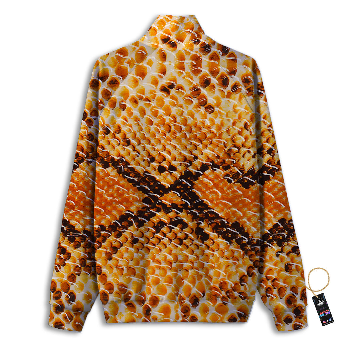 Snakeskin Yellow And Brown Print Track Jacket-grizzshop