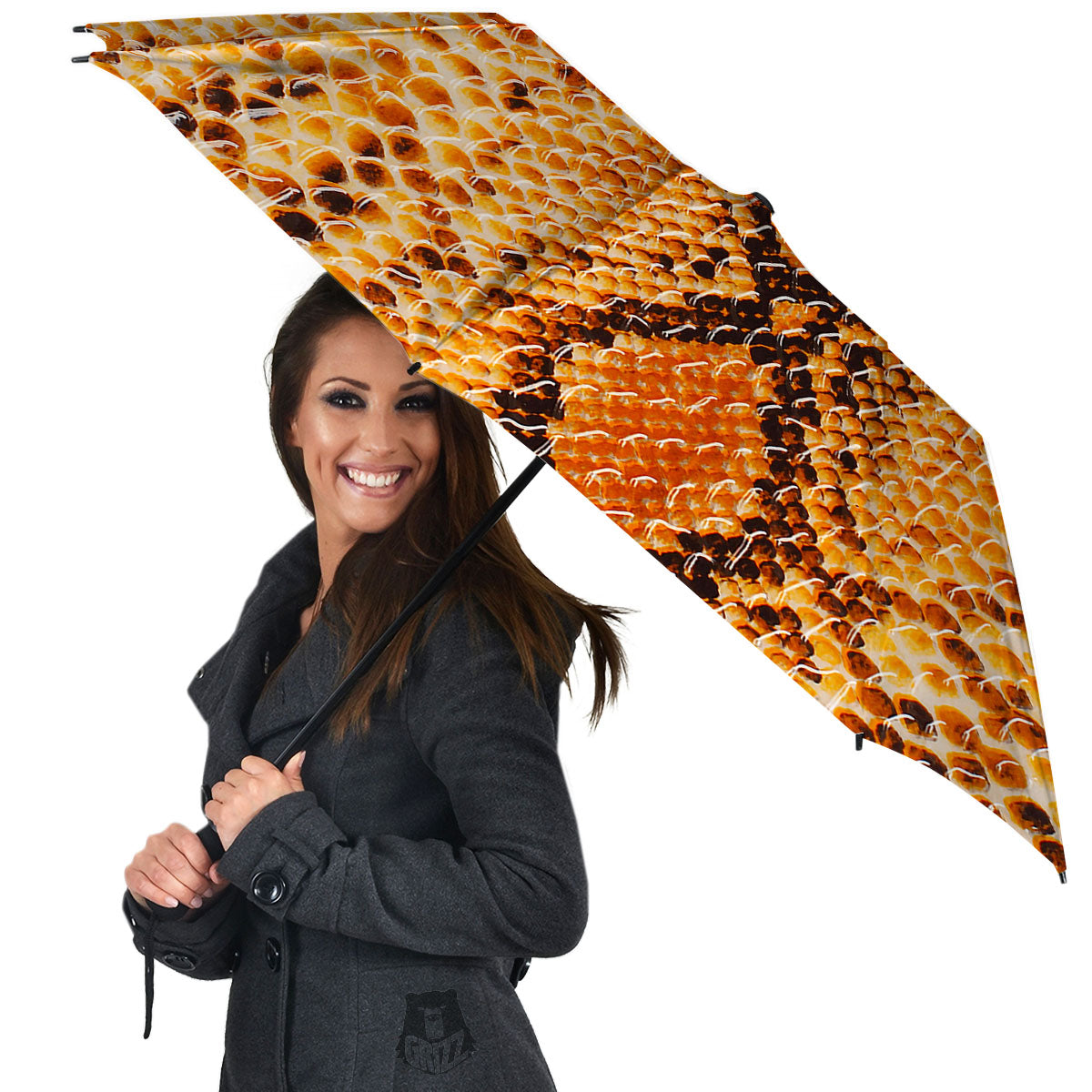 Snakeskin Yellow And Brown Print Umbrella-grizzshop