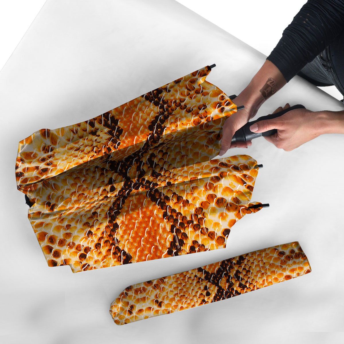 Snakeskin Yellow And Brown Print Umbrella-grizzshop