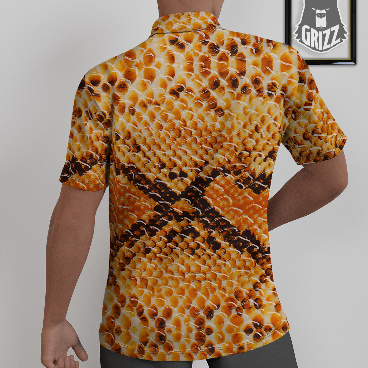 Snakeskin Yellow And Brown Print Untucked Shirts-grizzshop