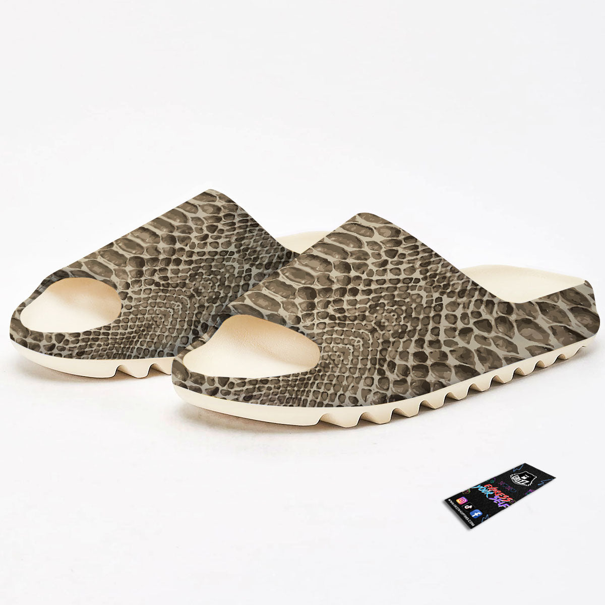 Snakeskin Beige Print Sandals-grizzshop