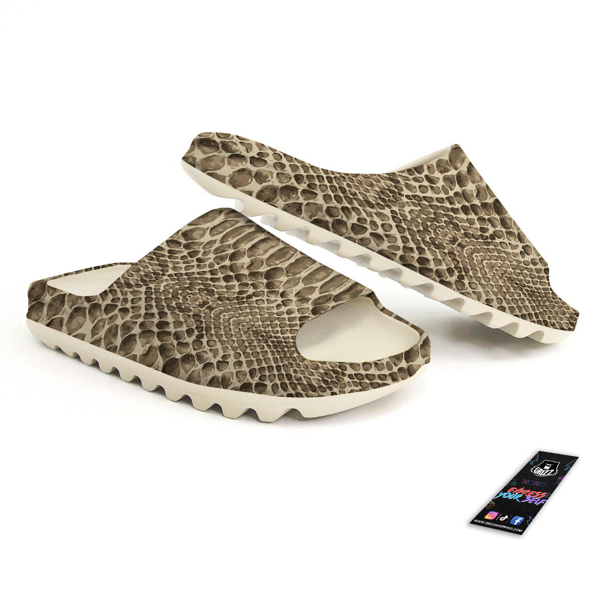Snakeskin Beige Print Sandals-grizzshop