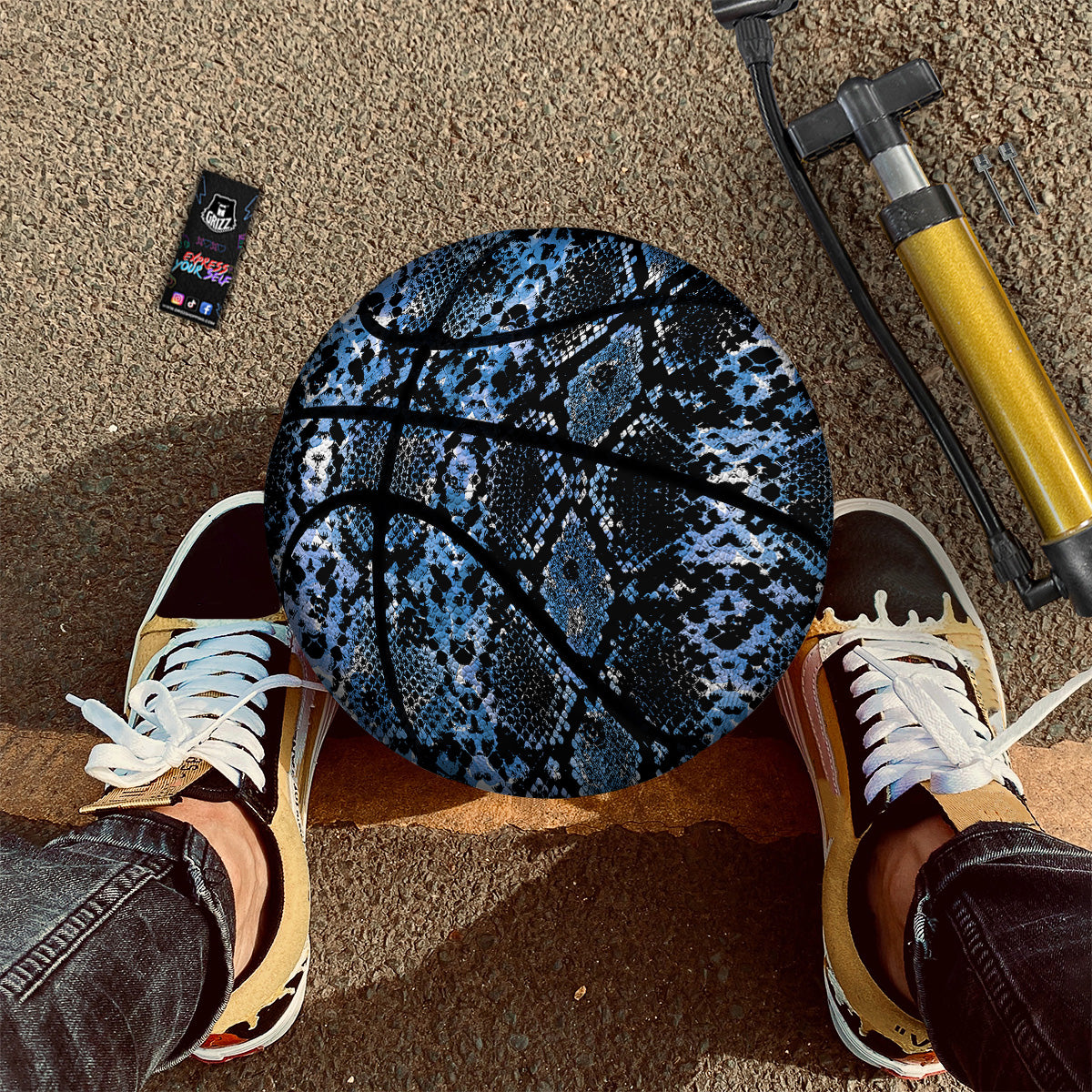 Snakeskin Black And Blue Print Basketball
