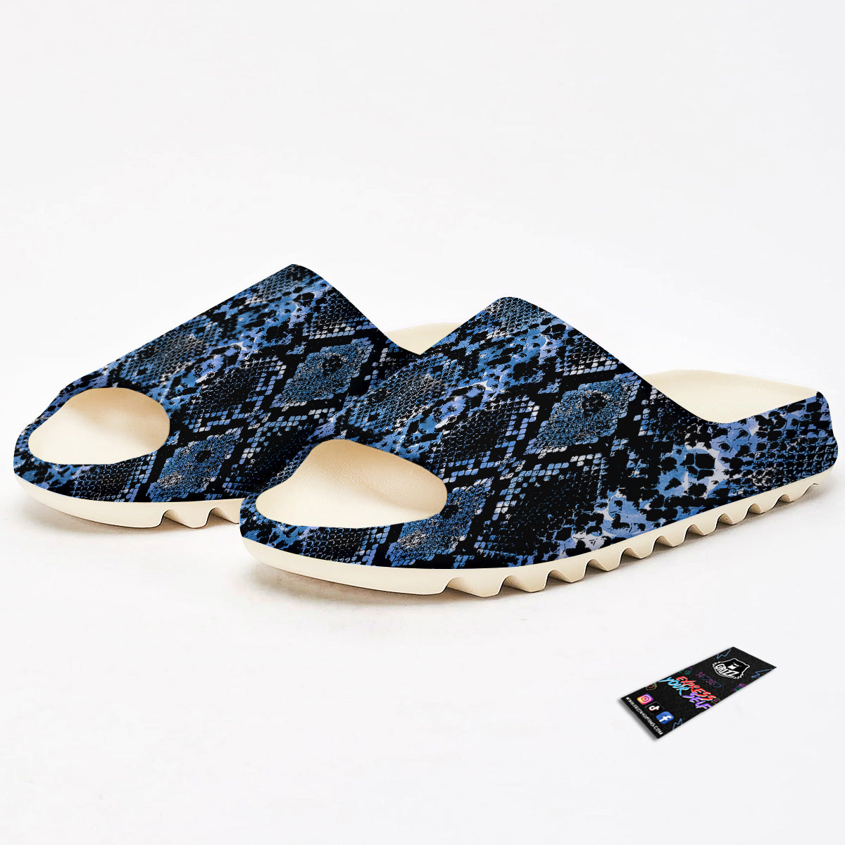 Snakeskin Black And Blue Print Sandals-grizzshop