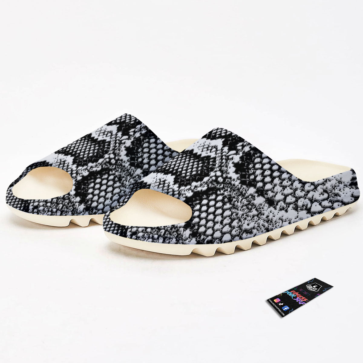 Snakeskin Black And Grey Print Sandals-grizzshop