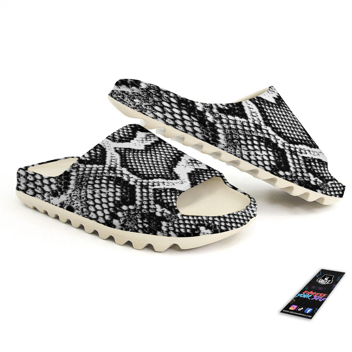 Snakeskin Black And Grey Print Sandals-grizzshop