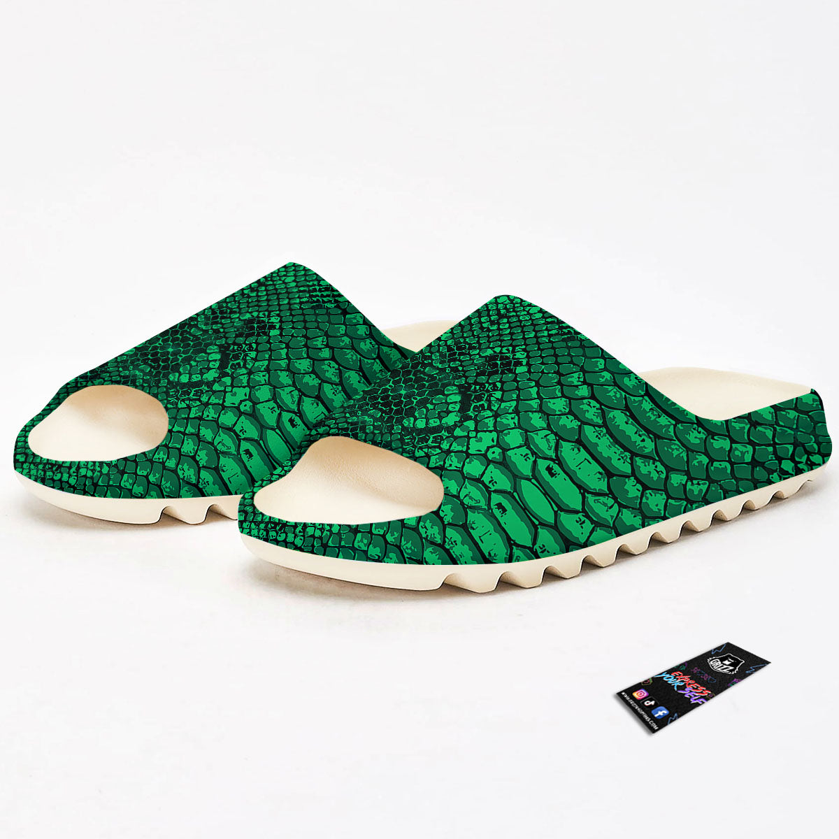 Snakeskin Black And Lime Green Print Sandals-grizzshop