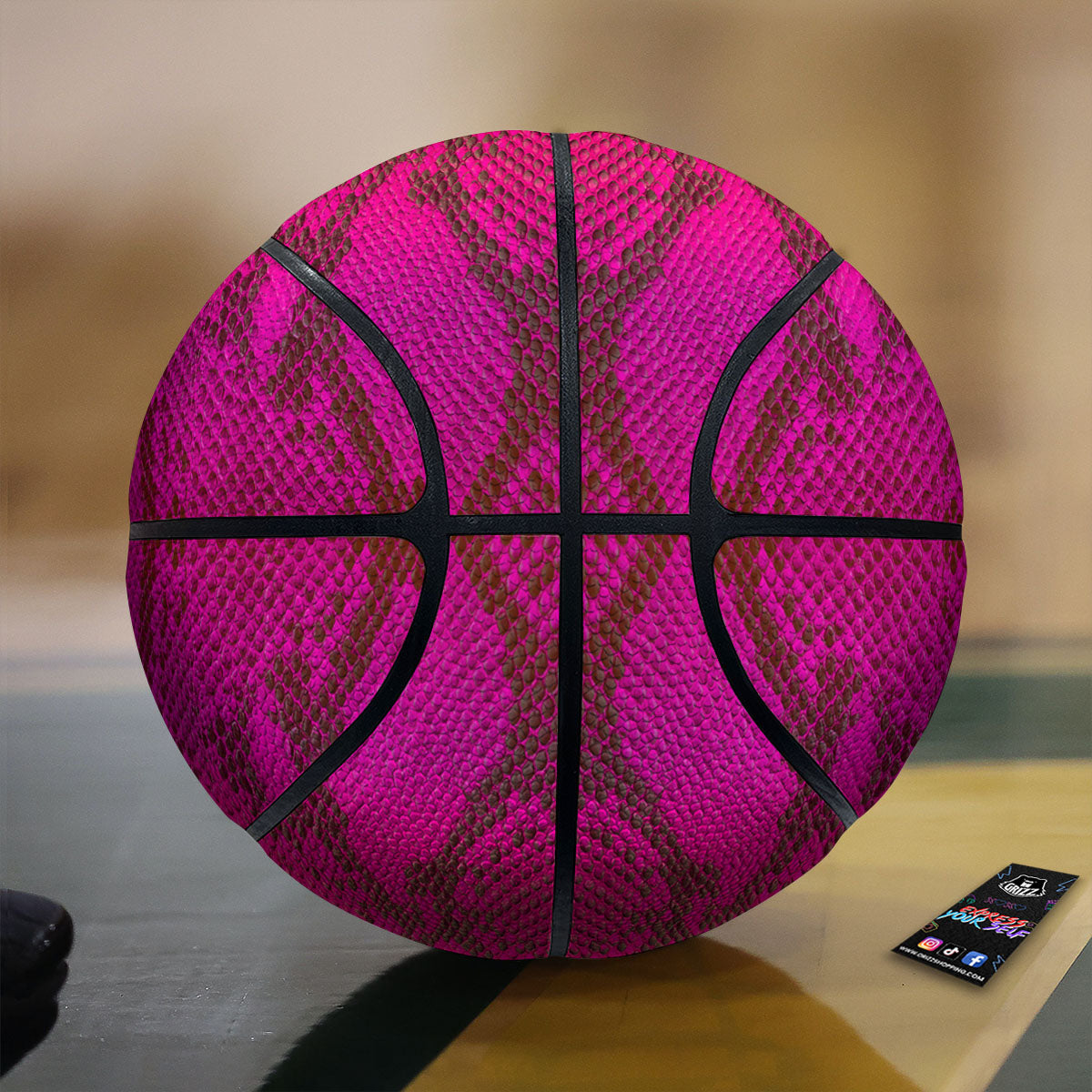 Snakeskin Black And Pink Magenta Print Basketball