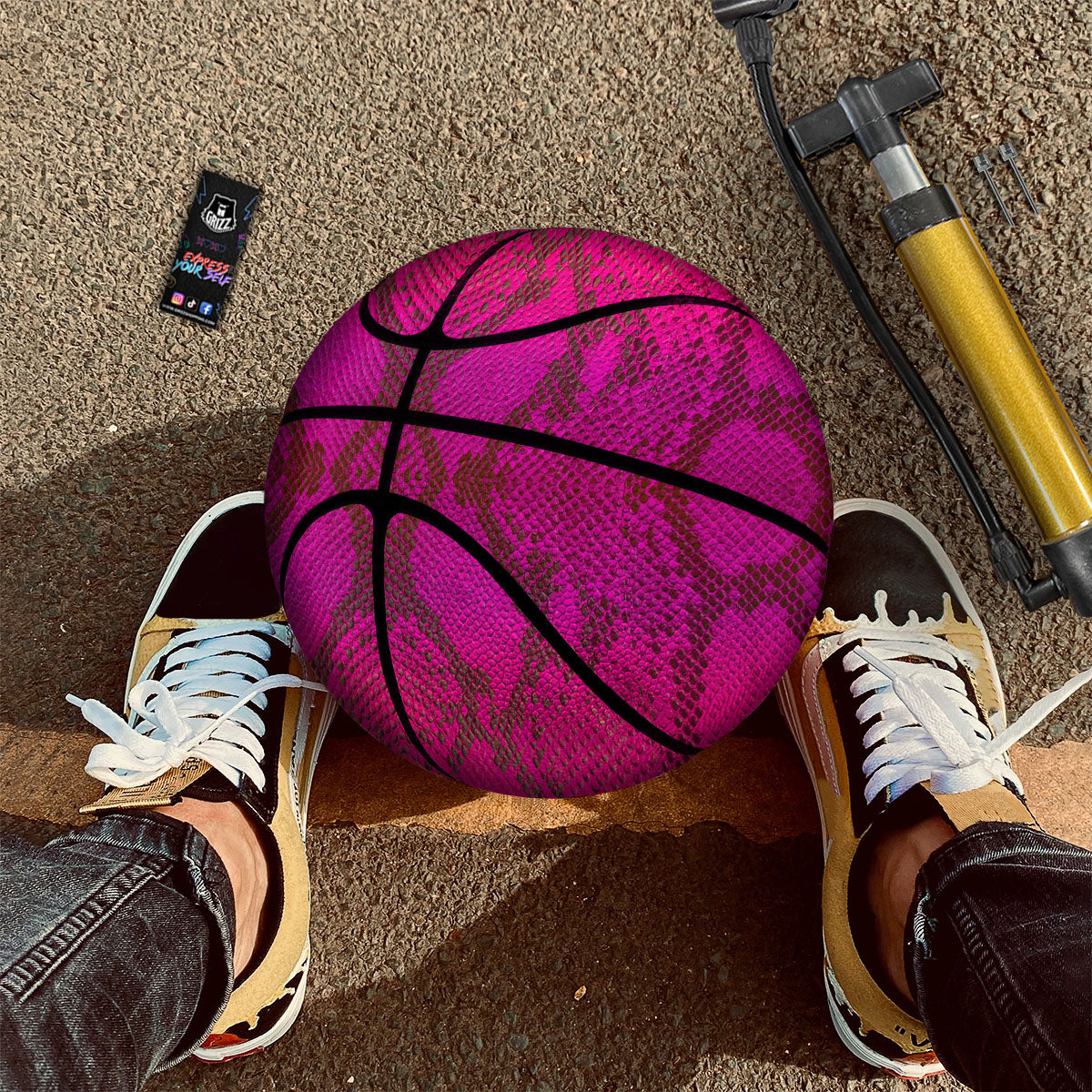 Snakeskin Black And Pink Magenta Print Basketball