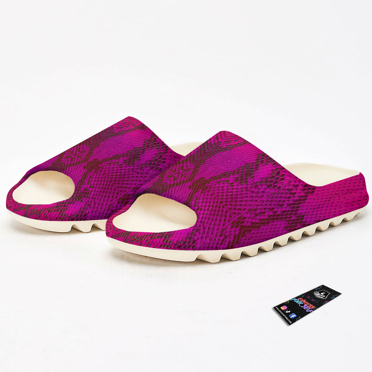Snakeskin Black And Pink Magenta Print Sandals-grizzshop
